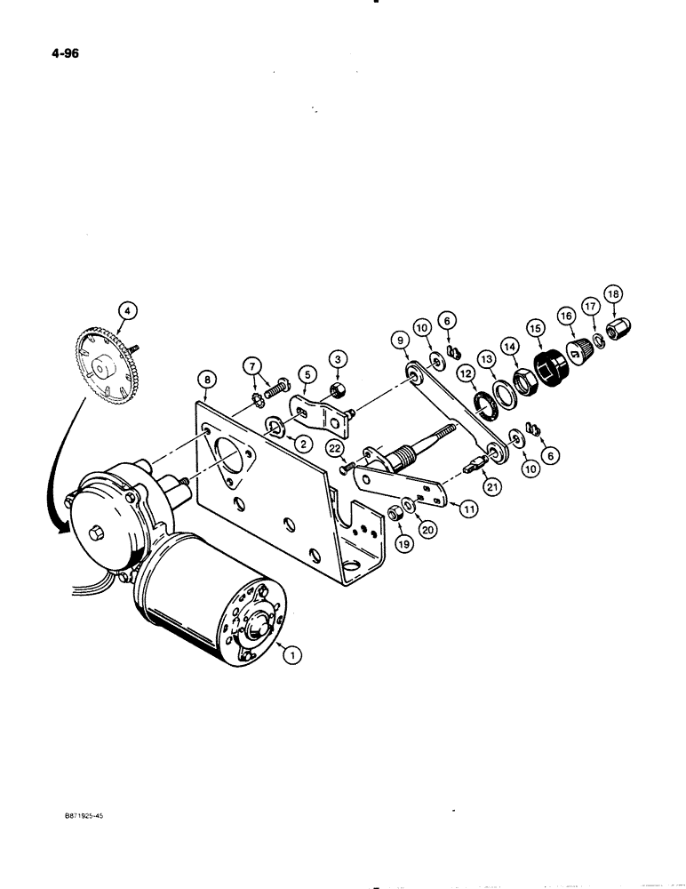 Схема запчастей Case W11B - (4-096) - FRONT WIPER MOTOR, P.I.N. 9158232 AND AFTER (04) - ELECTRICAL SYSTEMS