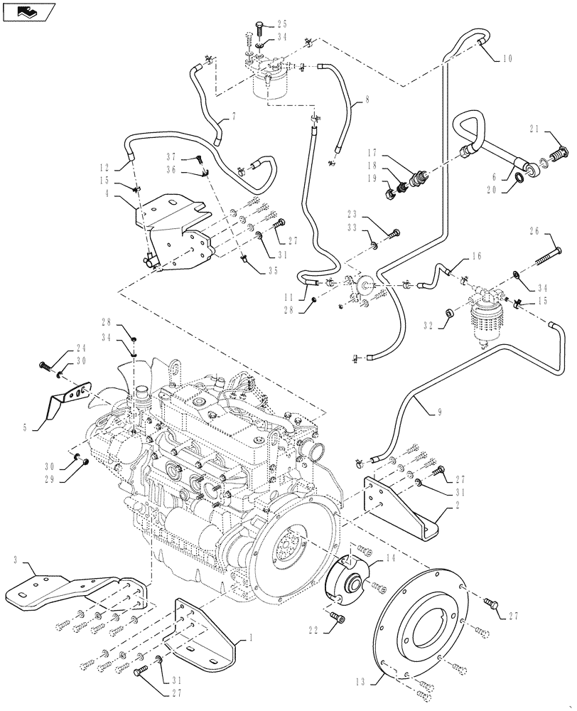 Схема запчастей Case DV45 - (10.001.AK[03]) - ENGINE MOUNT (10) - ENGINE