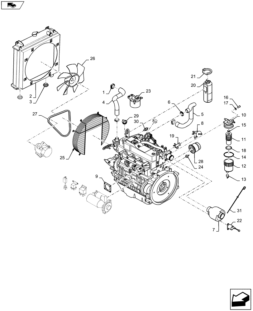 Схема запчастей Case DV36 - (10.001.AK[04]) - ENGINE AND ATTACHING PARTS (10) - ENGINE