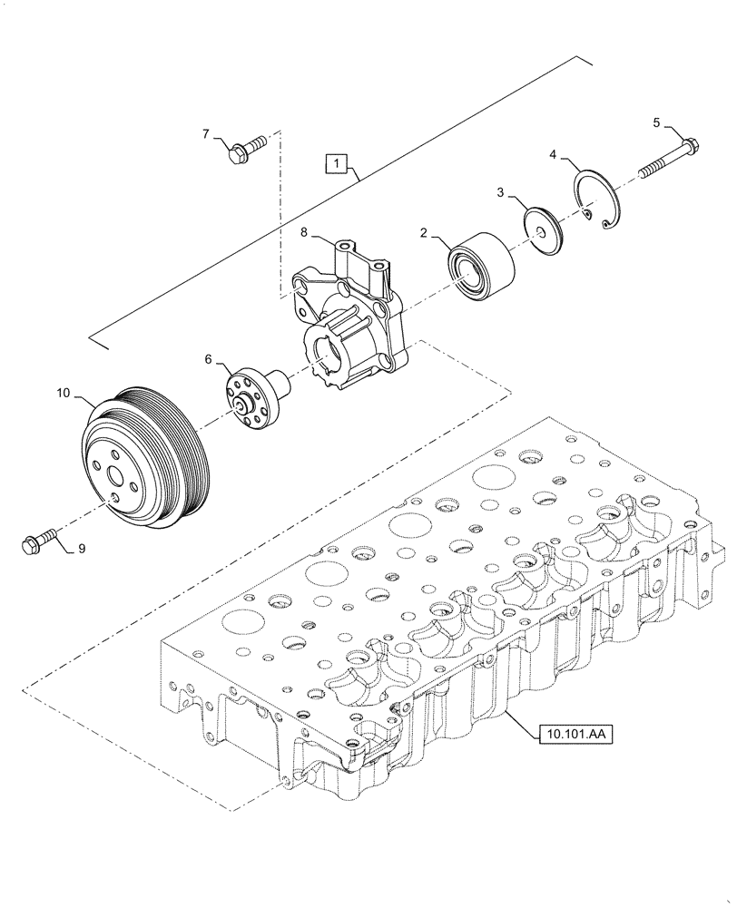 Схема запчастей Case SV300 - (10.414.AD) - FAN DRIVE (10) - ENGINE