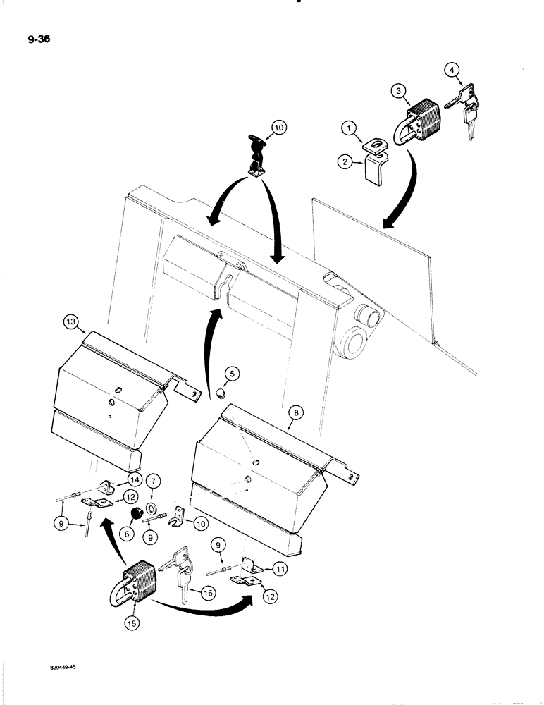 Схема запчастей Case W20C - (9-036) - FRONT FRAME LOCK UP PARTS (09) - CHASSIS/ATTACHMENTS