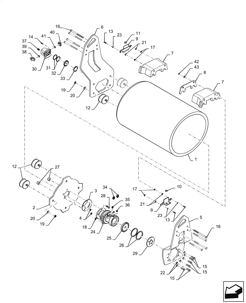 Схема запчастей Case DV26 - (44.510.AE[05]) - DRUM MOUNTING - BSN NFNTU0372 (44) - WHEELS