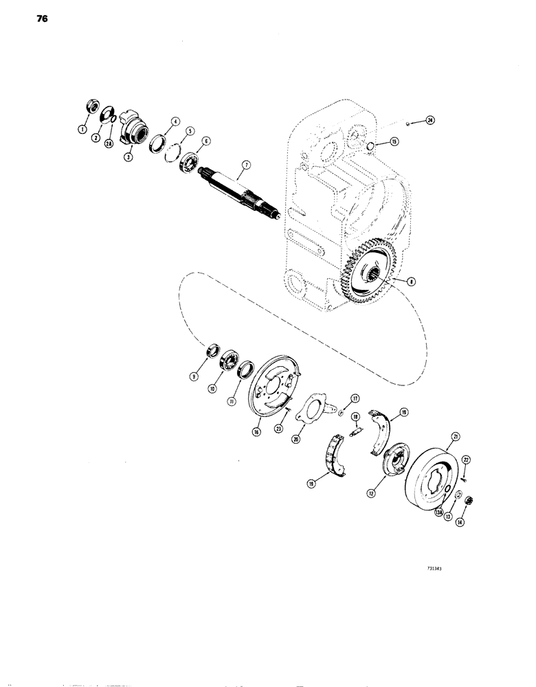 Схема запчастей Case W14 - (076) - L50106 AND L55662 TRANSMISSIONS, AXLE OUTPUT SHAFT AND PARKING BRAKE (06) - POWER TRAIN