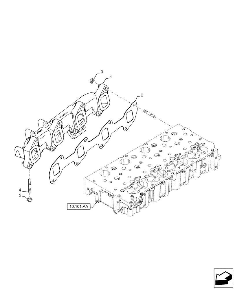 Схема запчастей Case TR320 - (10.254.AC) - EXHAUST MANIFOLD (10) - ENGINE