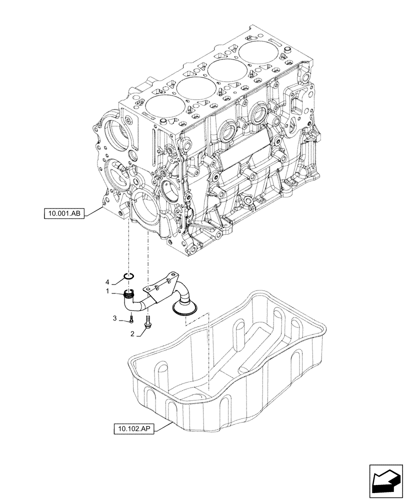 Схема запчастей Case TV380 - (10.304.AL) - OIL PUMP & LINES (10) - ENGINE