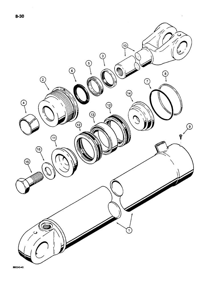 Схема запчастей Case W14C - (8-30) - LIFT CYLINDERS, ALL MODELS EXCEPT FEEDLOT SPECIAL (08) - HYDRAULICS