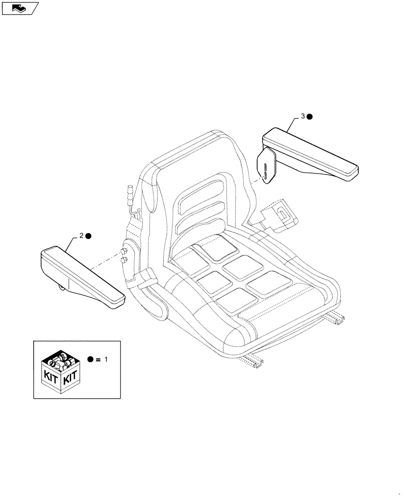 Схема запчастей Case DV45 - (90.120.AA[01]) - ARMREST (90) - PLATFORM, CAB, BODYWORK AND DECALS