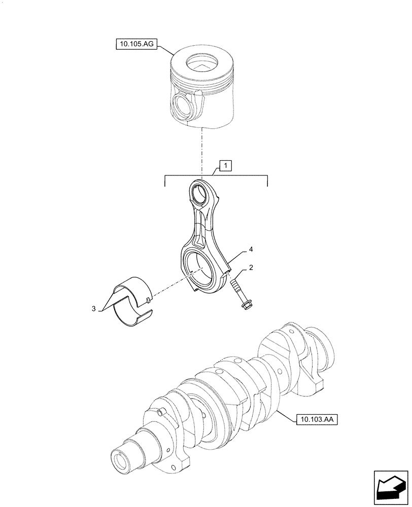 Схема запчастей Case SV300 - (10.105.AB) - CONNECTING ROD (10) - ENGINE