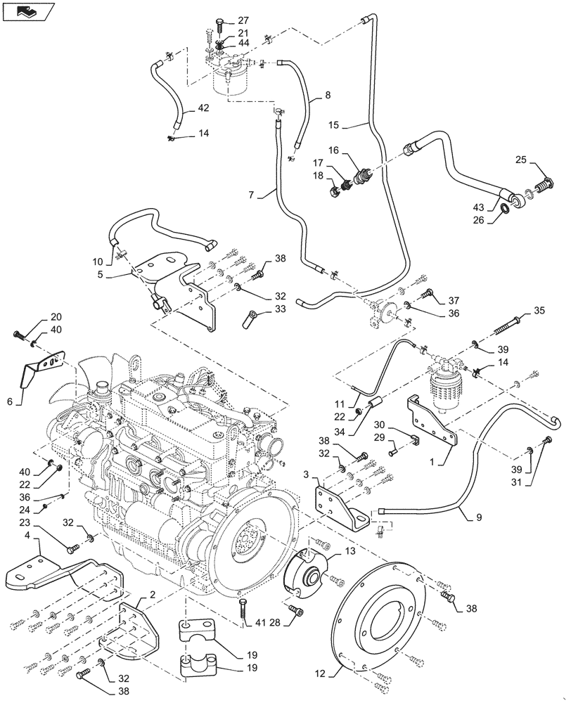 Схема запчастей Case DV26 - (10.001.AK[02]) - ENGINE MOUNT - BSN NDRT25600 (10) - ENGINE