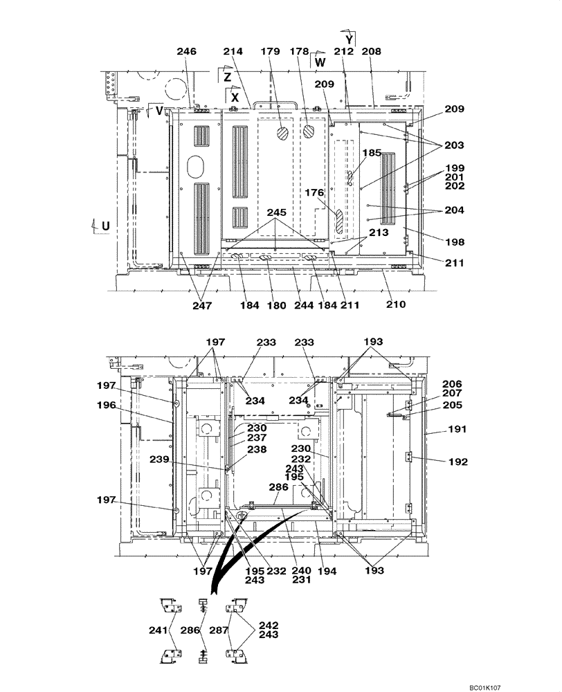 Схема запчастей Case CX800 - (09-14) - HOOD, ENGINE - INSULATION (09) - CHASSIS