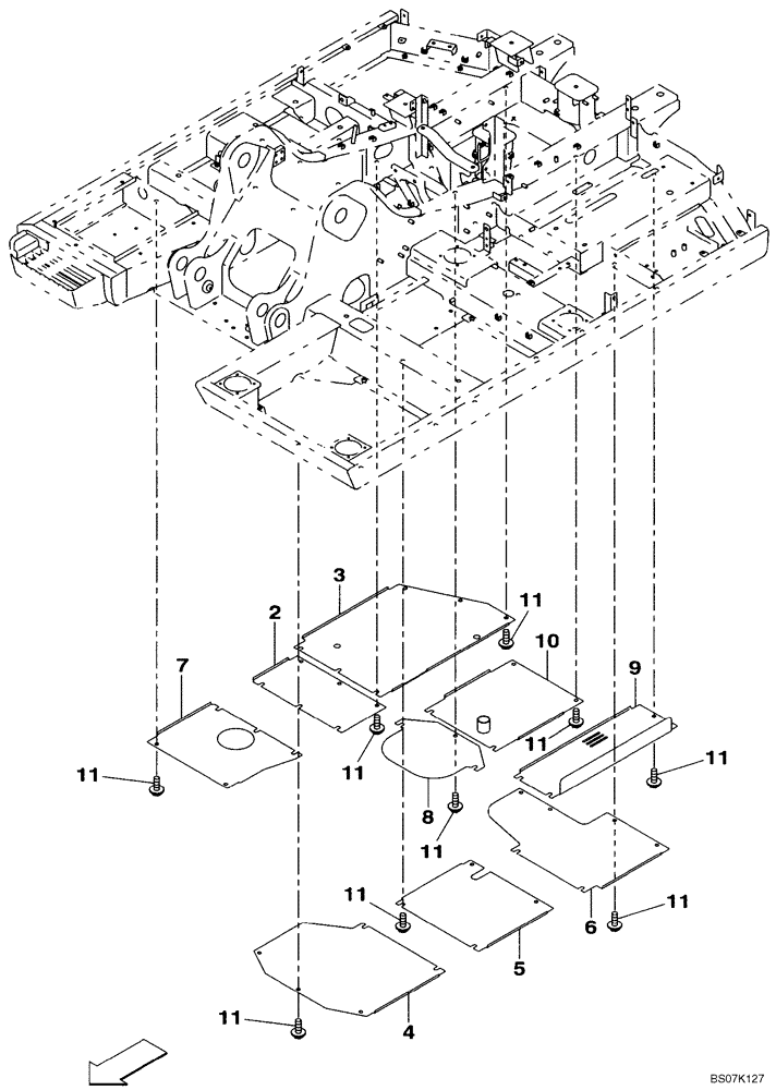 Схема запчастей Case CX130B - (09-03) - TURNTABLE - ACCESS COVERS (09) - CHASSIS/ATTACHMENTS