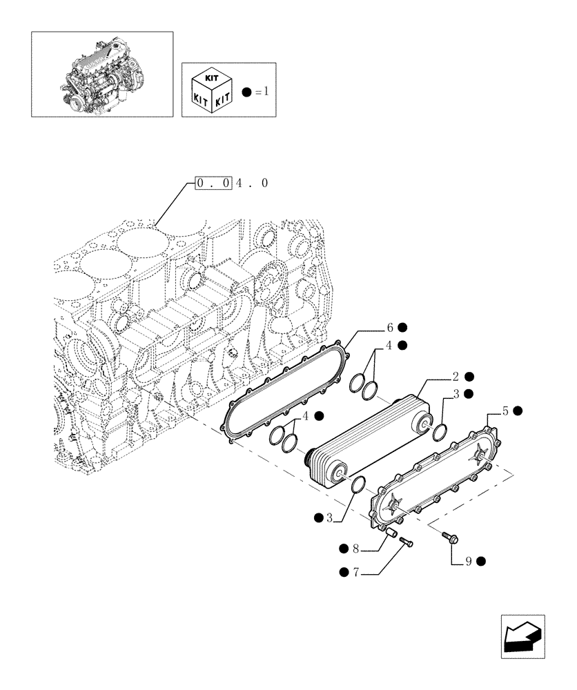 Схема запчастей Case F2CE9684D E001 - (0.31.0[01]) - HEAT EXCHANGER (504130575) 