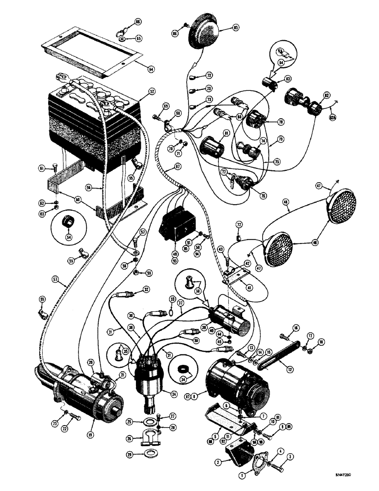 Схема запчастей Case 310F - (026) - STARTER, GENERATOR, BATTERY, AND WIRING - GAS (06) - ELECTRICAL SYSTEMS