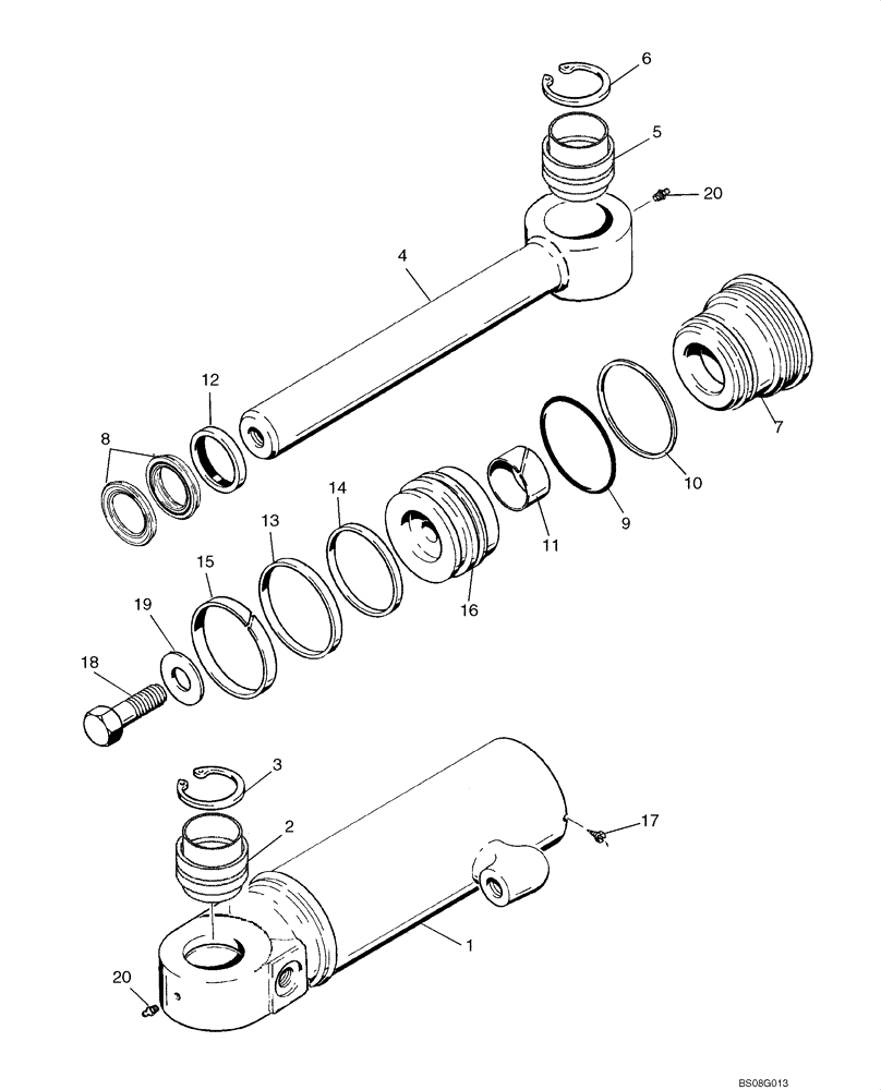 Схема запчастей Case 850L - (08-12) - CYLINDER ASSY - TILT (08) - HYDRAULICS