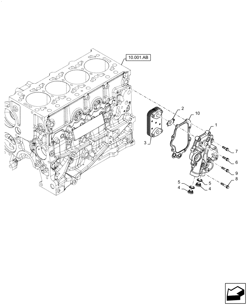 Схема запчастей Case SR220 - (10.408.AC) - HEAT EXCHANGER (10) - ENGINE