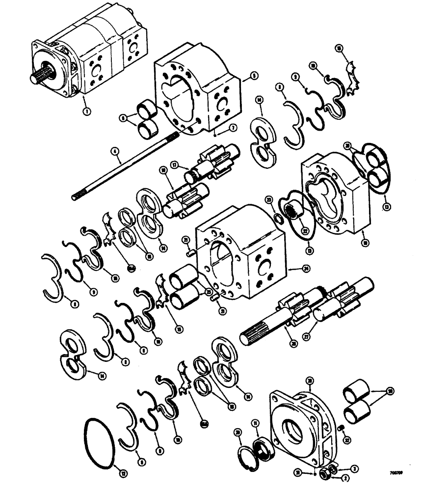 Схема запчастей Case W26B - (422) - L40077 LOADER AND STEERING PUMP TYRONE # TP 20400-250-MD-1 (08) - HYDRAULICS