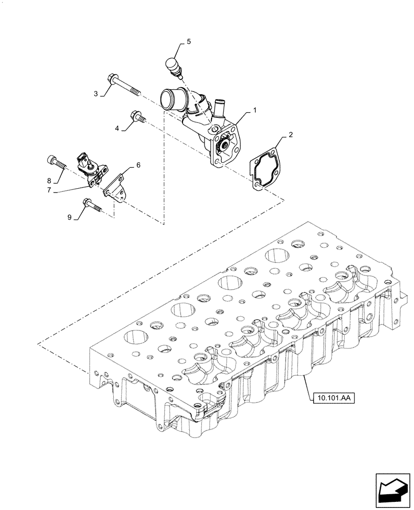 Схема запчастей Case TR320 - (10.400.BC) - TEMPERATURE CONTROL - THERMOSTAT (10) - ENGINE