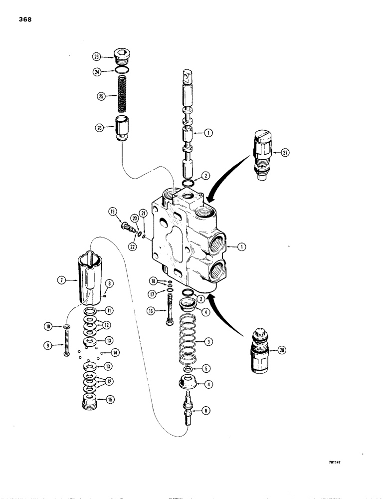 Схема запчастей Case 1150B - (368) - N6126 BUCKET OR FELLER BUNCHER TILT SECTION (07) - HYDRAULIC SYSTEM