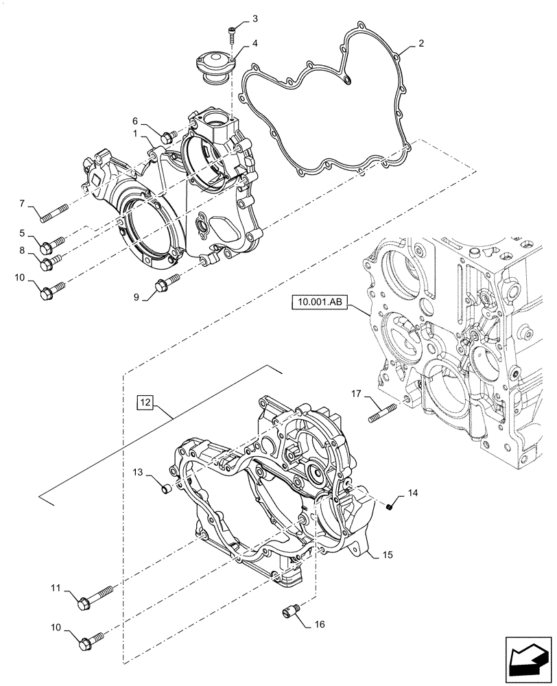 Схема запчастей Case SV250 - (10.102.AK) - FRONT BLOCK ENGINE COVER (10) - ENGINE