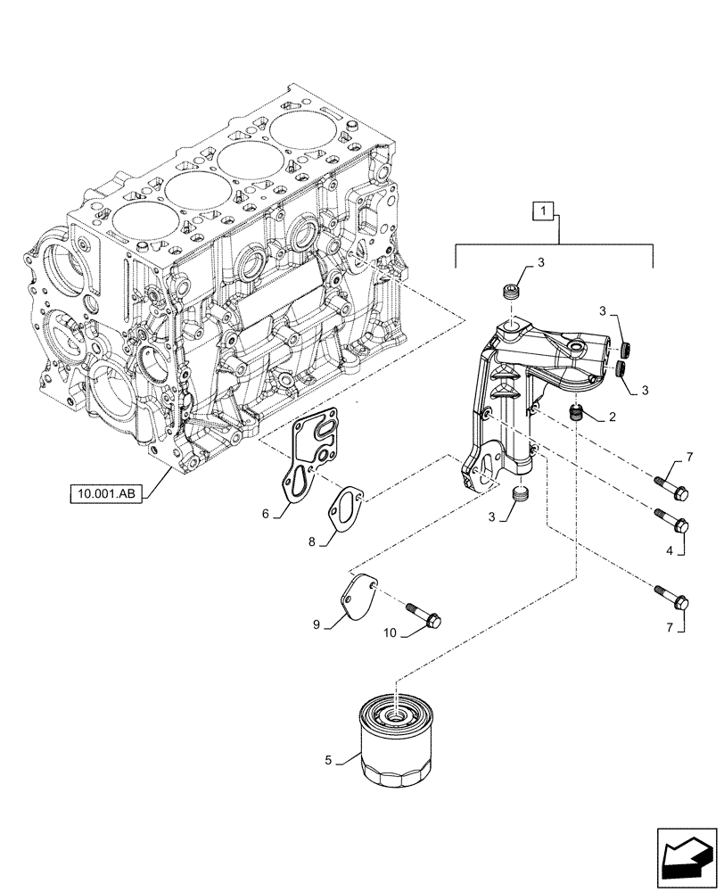 Схема запчастей Case TV380 - (10.304.AE) - ENGINE OIL FILTER (10) - ENGINE