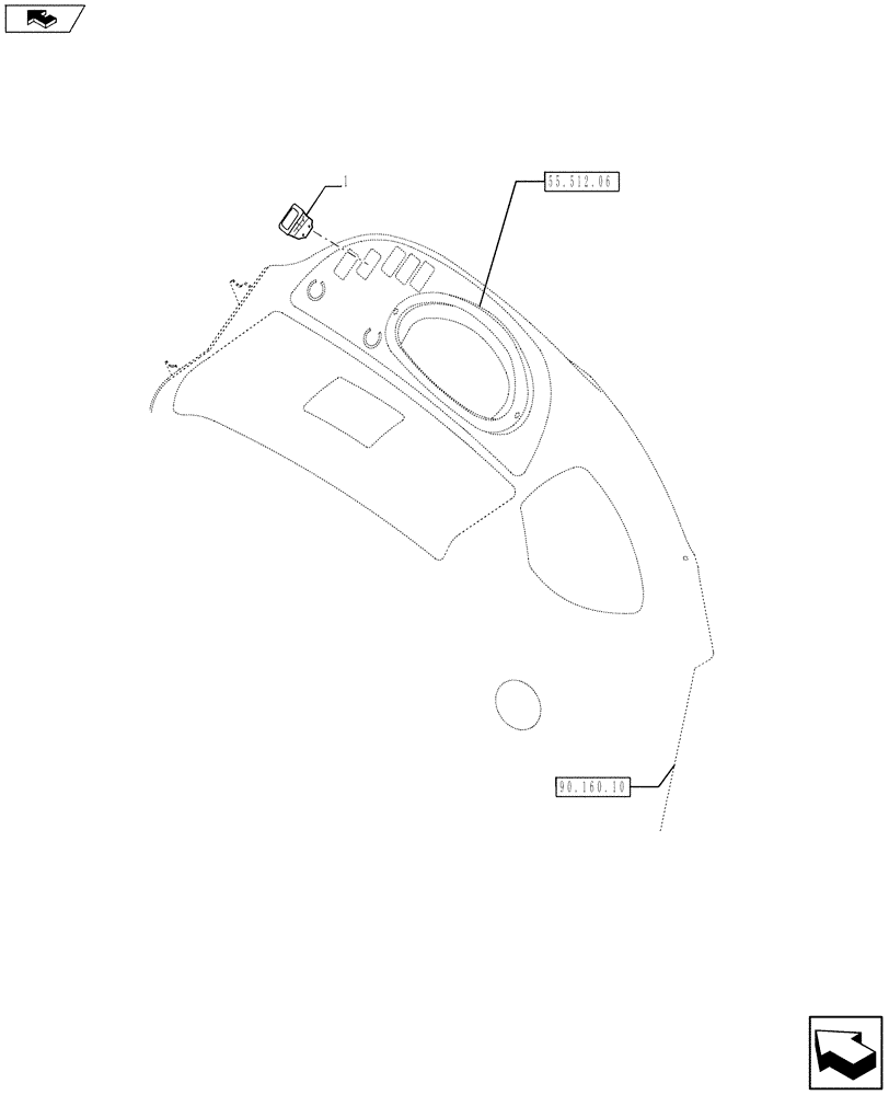 Схема запчастей Case 590SN - (55.526.0101) - RIDE CONTROL SWITCH (55) - ELECTRICAL SYSTEMS