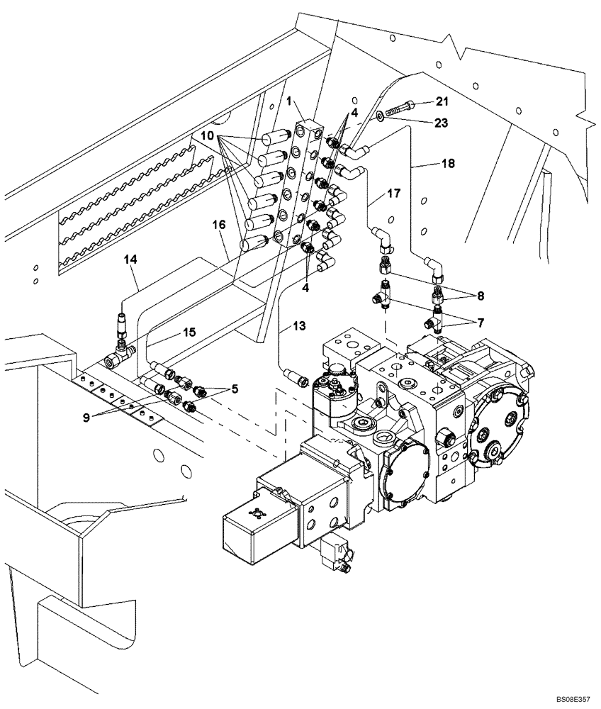 Схема запчастей Case SV210 - (08-15[01]) - LINES, HYDRAULIC DIAGNOSTIC (GROUP 390) (ND139580) (08) - HYDRAULICS