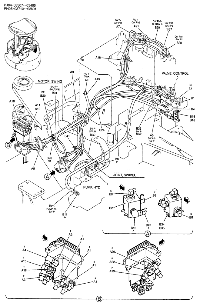 Схема запчастей Case CX50B - (02-055) - CONTROL LINES, REMOTE (NIBBLER & BREAKER) P/N PH62H00017F1 (05) - SUPERSTRUCTURE