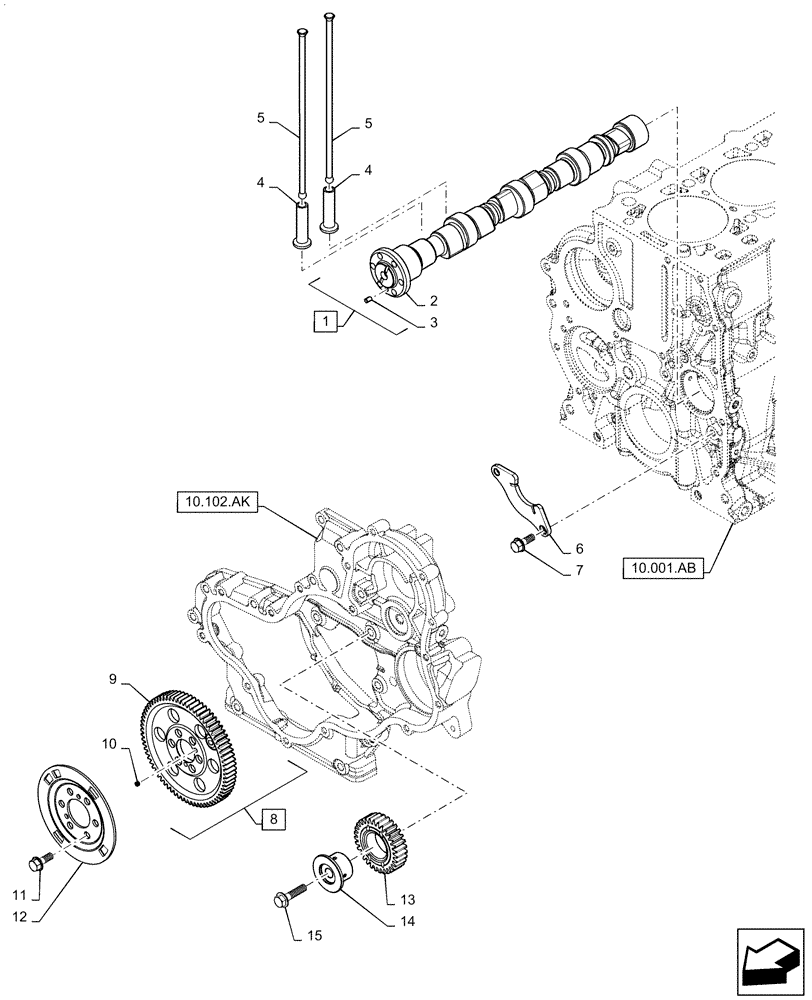 Схема запчастей Case SV250 - (10.106.AA) - CAMSHAFT (10) - ENGINE