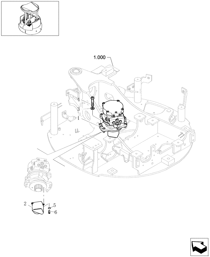 Схема запчастей Case CX27B - (1.040[01]) - SLEW HYDRAULIC MOTOR (01) - Section 1