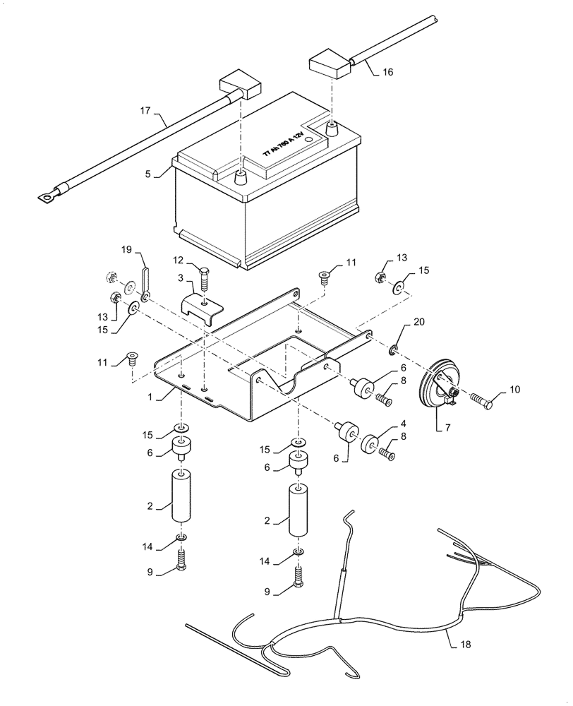 Схема запчастей Case DV36 - (55.302.AK[02]) - BATTERY TRAY - BSN NFNTV0040 (55) - ELECTRICAL SYSTEMS