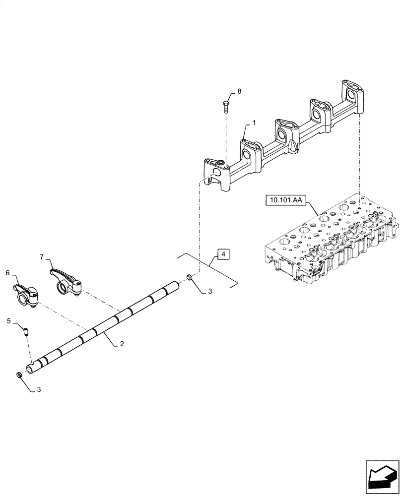 Схема запчастей Case SV250 - (10.106.AO) - ROCKER ARMS (10) - ENGINE