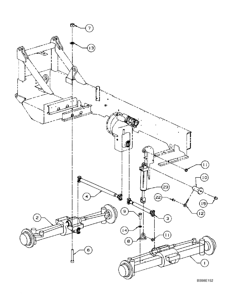 Схема запчастей Case 686GXR - (6-04) - AXLE AND CYLINDER MOUNTING (06) - POWER TRAIN