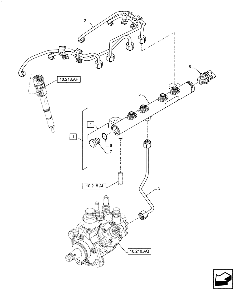 Схема запчастей Case F5HFL413A A001 - (10.218.AA) - INJECTION EQUIPMENT - PIPING (10) - ENGINE