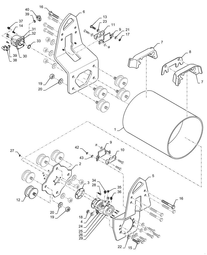 Схема запчастей Case DV23 - (44.510.AE[01]) - DRUM, MOUNTING - BSN NFNTT0172 (44) - WHEELS