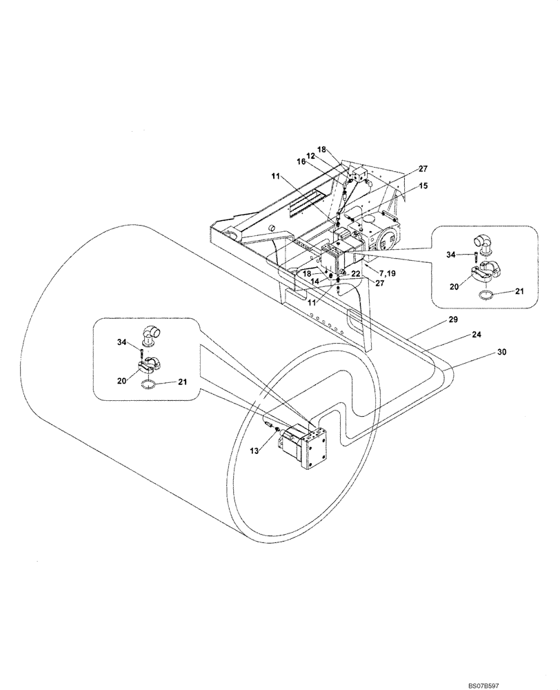 Схема запчастей Case SV216 - (10-002-00[01]) - HYDRAULICS - DRUM VIBRATOR LINES (GROUP 324) (ND122232) (08) - HYDRAULICS