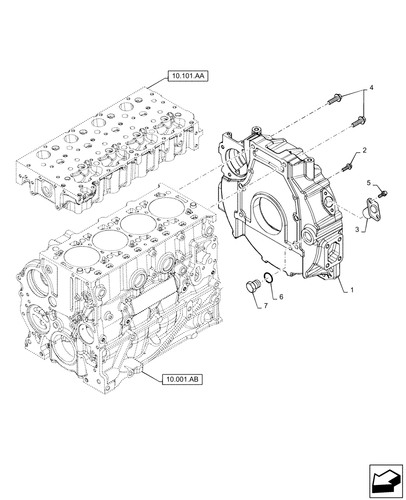 Схема запчастей Case F5HFL413A A001 - (10.103.AK) - FLYWHEEL CASE (10) - ENGINE