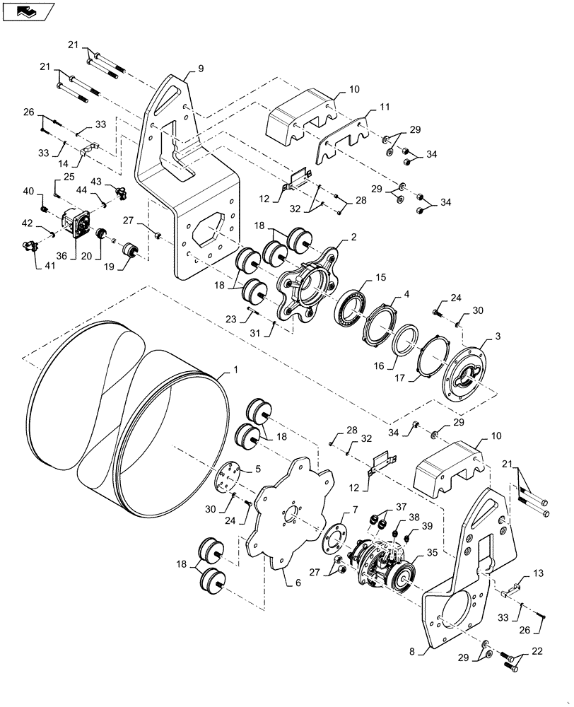 Схема запчастей Case DV36 - (44.510.EA[09]) - DRUM, MOUNTING - BSN NFNTV0040 (44) - WHEELS