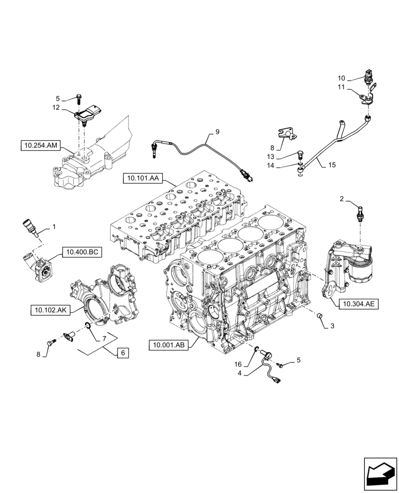 Схема запчастей Case TV380 - (55.013.AB) - DIAGNOSTIC SENSORS (55) - ELECTRICAL SYSTEMS