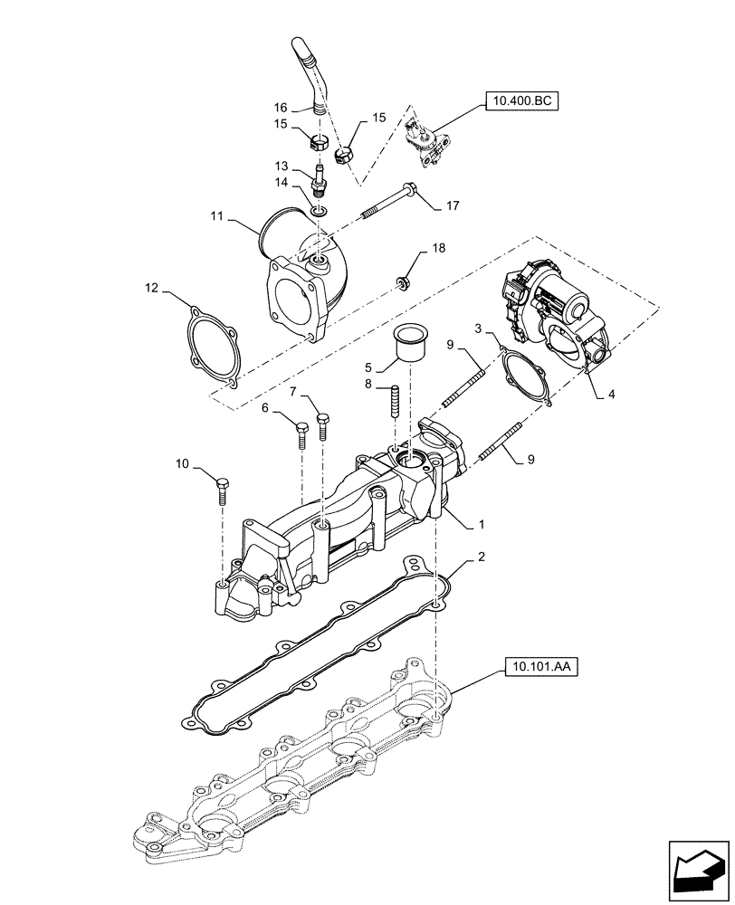 Схема запчастей Case SR220 - (10.254.AM) - INTAKE MANIFOLD (10) - ENGINE