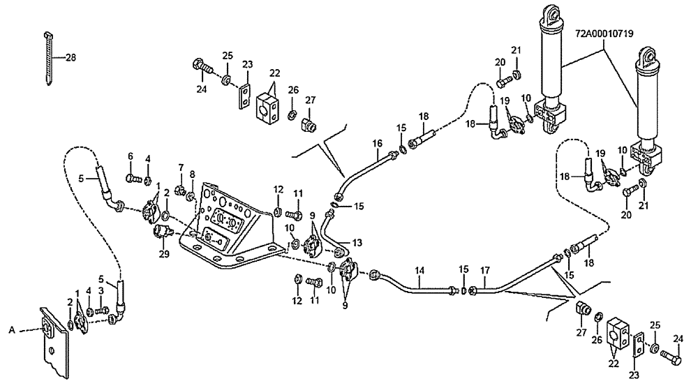 Схема запчастей Case 340B - (72A01000743[001]) - HOIST CYLINDER HYDRAULICS (87603055) (19) - OPTIONS