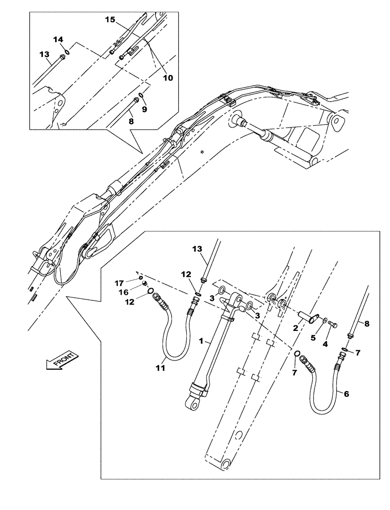 Схема запчастей Case CX160C - (35.738.AE[02]) - BUCKET CYLINDER LINES - LONG ARM (35) - HYDRAULIC SYSTEMS