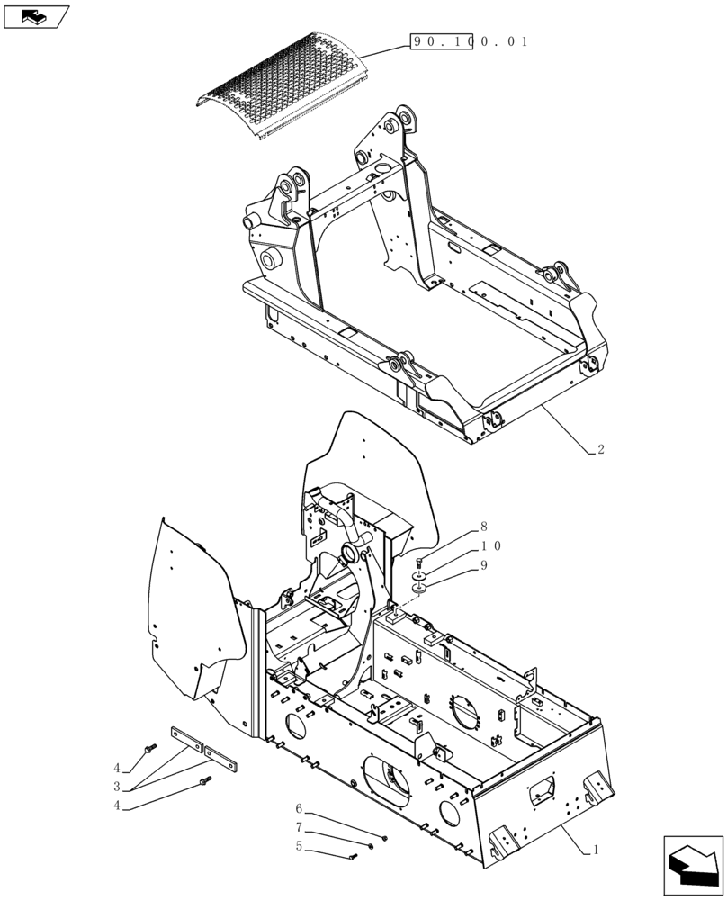 Схема запчастей Case TV380 - (39.100.01) - CHASSIS HOODS AND COVERS (TV380) (39) - FRAMES AND BALLASTING