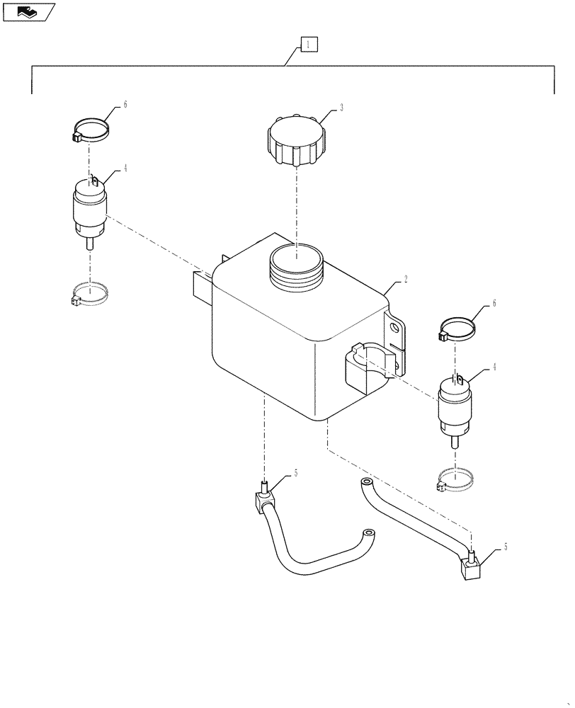 Схема запчастей Case 570NXT - (55.518.AT) - WINDSHIELD WASH RESERVOIR (55) - ELECTRICAL SYSTEMS