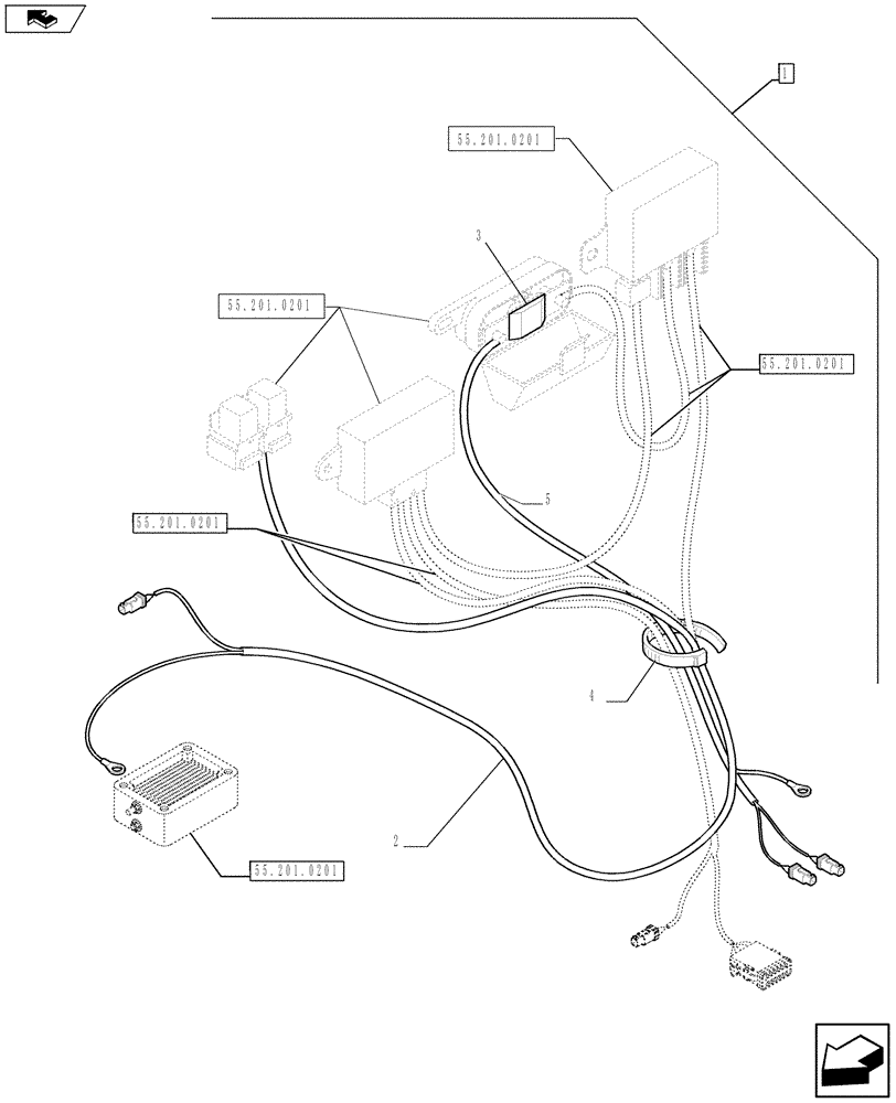 Схема запчастей Case 590SN - (88.055.01[02]) - DIA KIT, GRID HEATER INSTALLATION (88) - ACCESSORIES