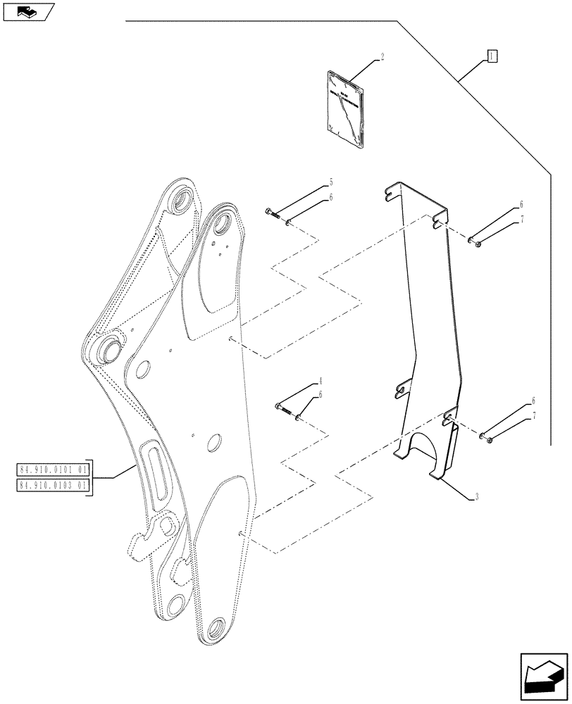 Схема запчастей Case 590SN - (88.084.11) - DIA KIT, BOOM GUARD - STANDARD DIPPER (88) - ACCESSORIES