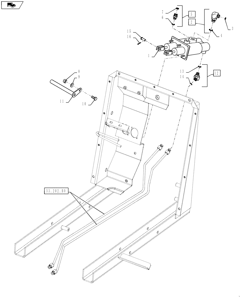 Схема запчастей Case 570NXT - (33.202.AR) - BRAKE MASTER CYLINDER (33) - BRAKES & CONTROLS