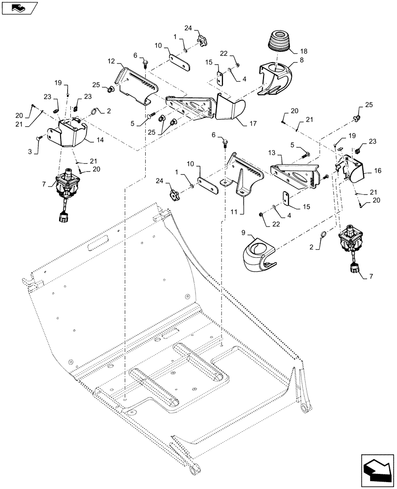 Схема запчастей Case SR220 - (55.512.CL[14]) - E-H CONTROLS, SUB HANDLES (55) - ELECTRICAL SYSTEMS