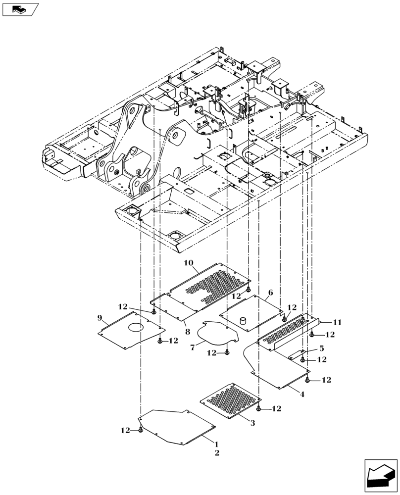 Схема запчастей Case CX160C - (90.116.BE) - UPPER UNDER COVER (90) - PLATFORM, CAB, BODYWORK AND DECALS