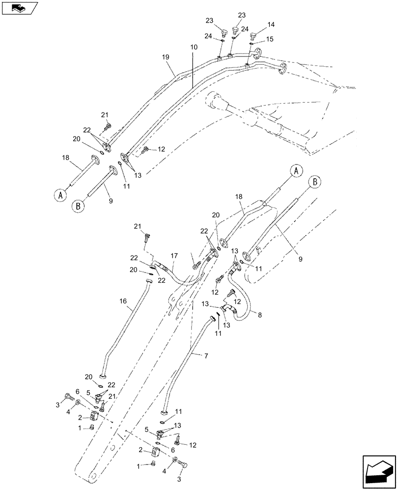 Схема запчастей Case CX470C - (08-026-01[01]) - HYDRAULICS, AUXILIARY ATTACHMENT - ARM 4.00M (07) - HYDRAULIC SYSTEM