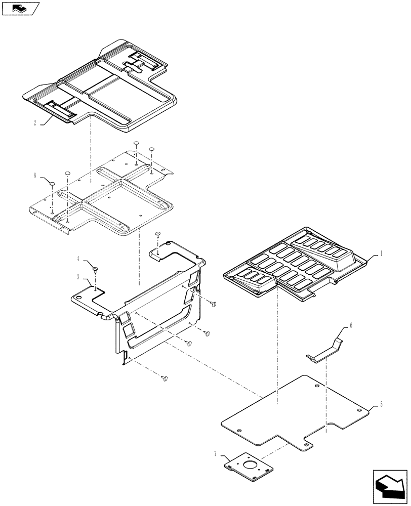 Схема запчастей Case TR270 - (90.160.AR[01]) - FLOOR MAT, MECHANICAL HAND CONTROL (90) - PLATFORM, CAB, BODYWORK AND DECALS